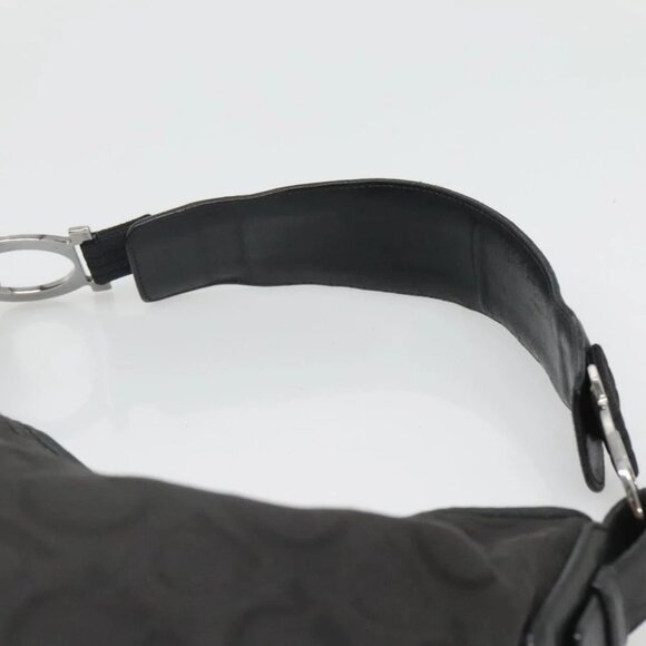 Salvatore Ferragamo Gancini Bag Canvas Leather Black Silver Auth bs26905 - Picture 9 of 16